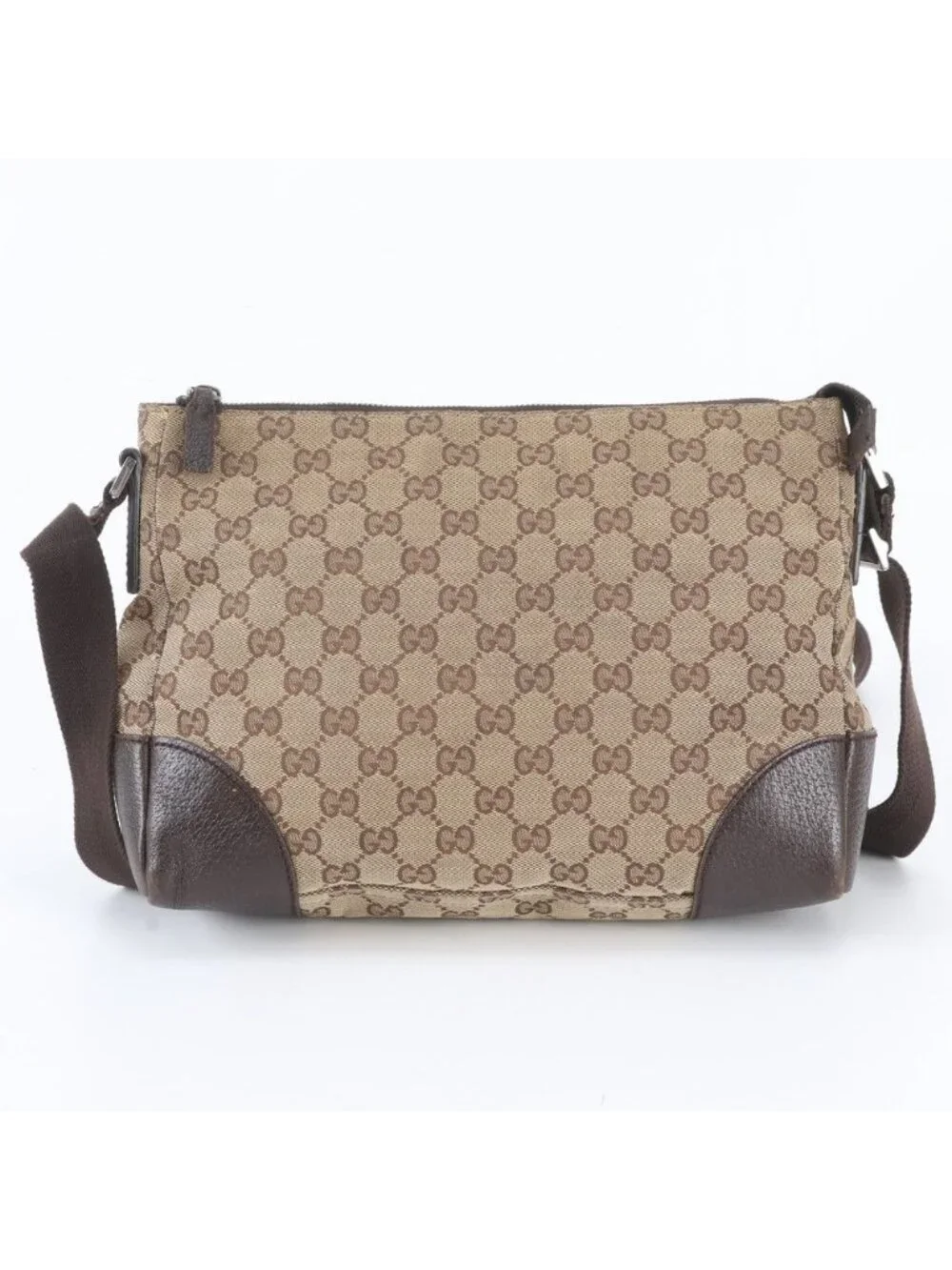 Gucci GG Canvas Leather Shoulder Bag Crossbody Messenger Business Tote